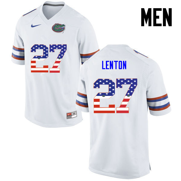 Men Florida Gators #27 Quincy Lenton College Football USA Flag Fashion Jerseys-White - Click Image to Close